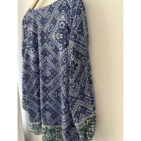 Lovers + Friends Gracie split sleeve shift dress blue/green/white paisley Size M - Picture 5 of 8